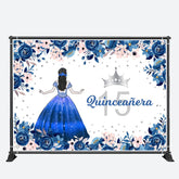 Aperturee - Blue Flower Girl 15th Quinceanera Birthday Backdrop