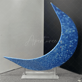 Aperturee - Blue Glitter Bokeh Moon Shape Arch Backdrop Party Decor