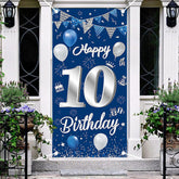 Aperturee - Blue Glitter Flags Balloon 10th Birthday Door Cover