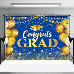 Aperturee - Blue Golden Balloon Sparking Graduation Backdrop