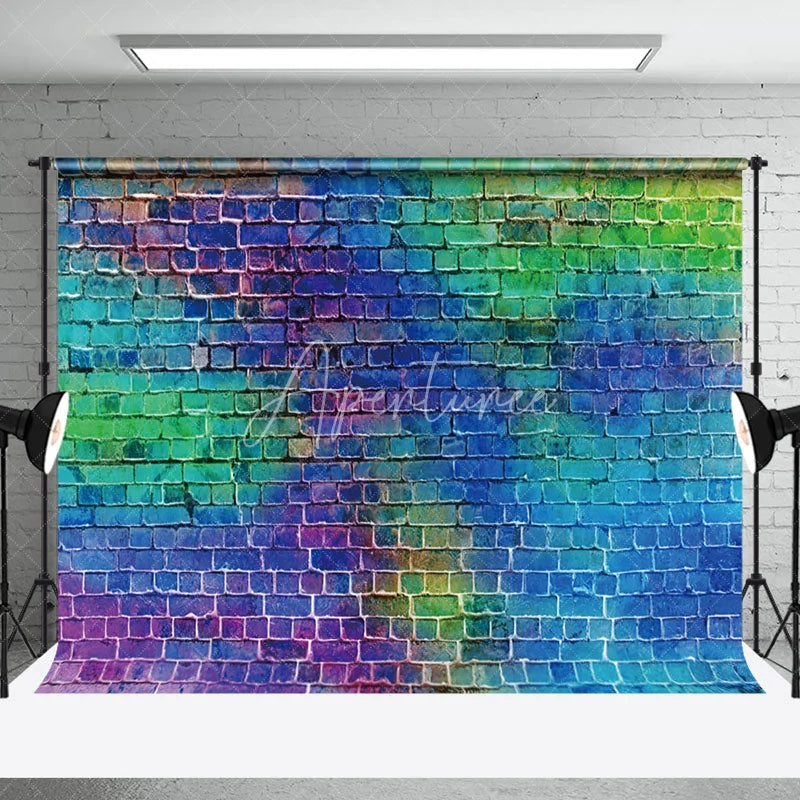 Aperturee - Blue Graffiti Brick Wall Photogrpahy Backdrop