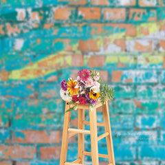 Aperturee - Blue Graffiti Brick Wall Portrait Studio Backdrop