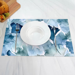Aperturee - Blue Green Water Color Leaves Set Of 4 Placemats