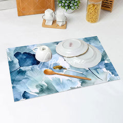 Aperturee - Blue Green Water Color Leaves Set Of 4 Placemats