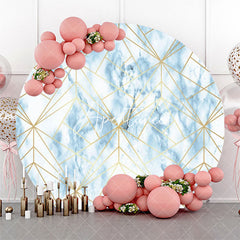 Aperturee - Blue Marble Texture Golden Round Birthday Backdrop