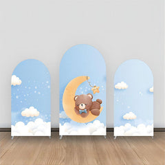 Aperturee - Blue Moon Clouds Bear Baby Shower Arch Backdrop Kit