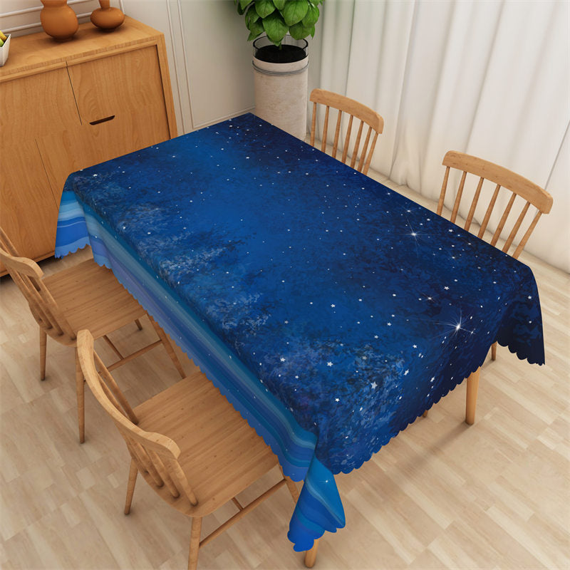 Aperturee - Blue Mysterious Galaxy Star Rectangle Tablecloth
