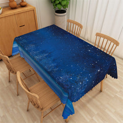 Aperturee - Blue Mysterious Galaxy Star Rectangle Tablecloth