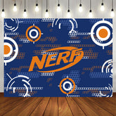 Aperturee - Blue Orange Nerf Theme Game Party Backdrop For Boy