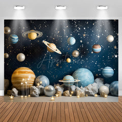 Aperturee - Blue Outer Space Cosmic Planet Birthday Backdrop