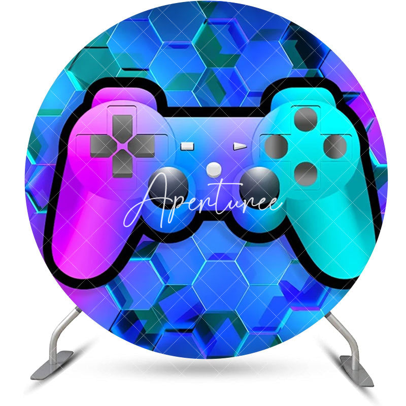 Aperturee - Blue Purple Future Sense Gamepad Round Backdrop