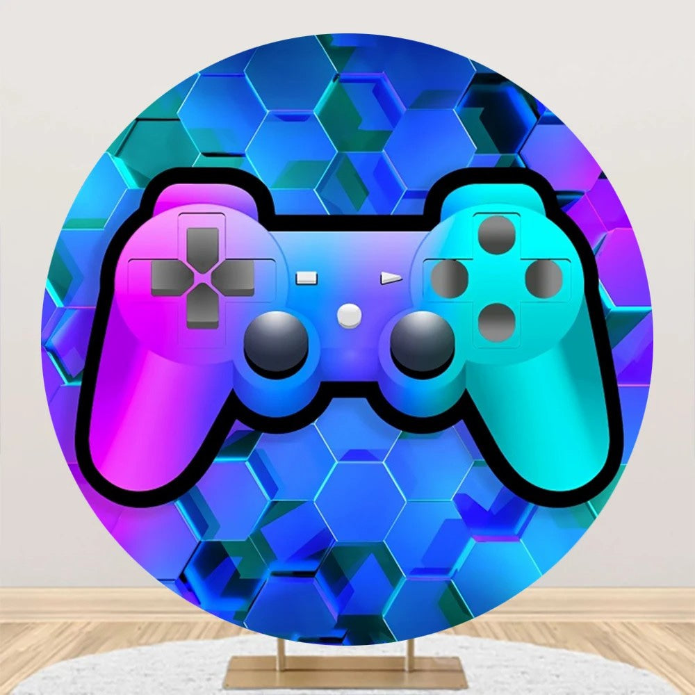 Aperturee - Blue Purple Future Sense Gamepad Round Backdrop