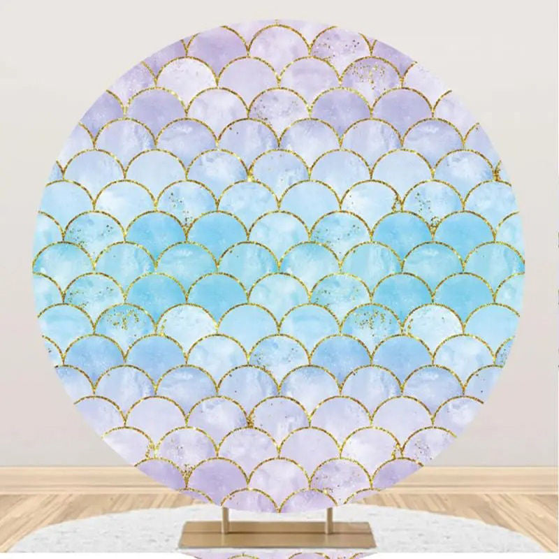 Aperturee - Blue Purple Gradient Mermaid Scale Circle Backdrop
