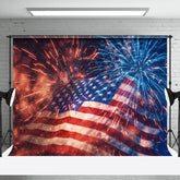 Aperturee - Blue Red Spark American Falg Independence Day Backdrop