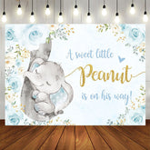 Aperturee - Blue Rose and Elephant Backdrop for Baby Shower Party