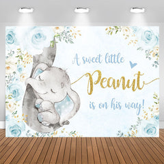 Aperturee - Blue Rose and Elephant Backdrop for Baby Shower Party