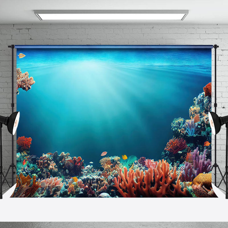 Aperturee - Blue Sea Colorful Coral Natural Scenery Backdrop