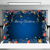 Aperturee - Blue Sequin Ball Pine Christmas Photoshoot Backdrop