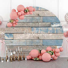 Aperturee - Blue Shabby Wood Plank Vintage Round Party Backdrop
