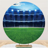 Aperturee Blue Shiny Field And Green Football Circle Backdrop
