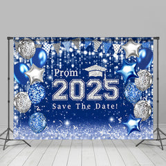 Aperturee - Blue Silver Balloons Bokeh Graduation Prom Backdrop