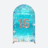 Aperturee - Blue Silver Seabed Sweet 16th Birthday Arch Backdrop