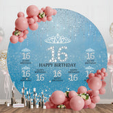 Aperturee - Blue Silver Sparkle Round 16th Birthday Backdrop