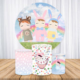 Aperturee Blue Sky And Rainbow Round Dolls Baby Shower Backdrop Kit