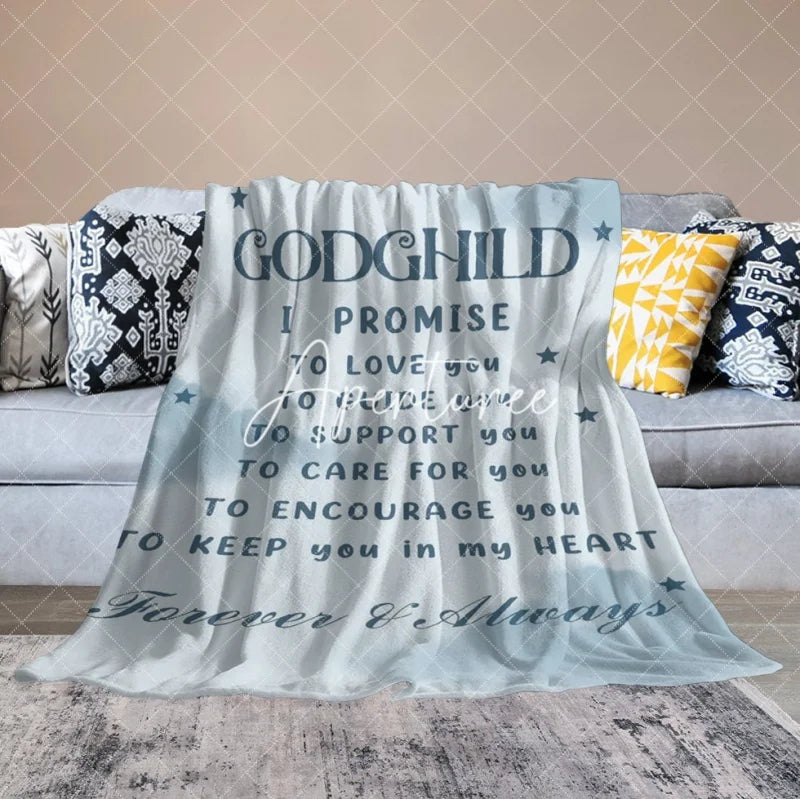 Aperturee - Blue Sky Cloud Godchild Christ Belief Text Blanket