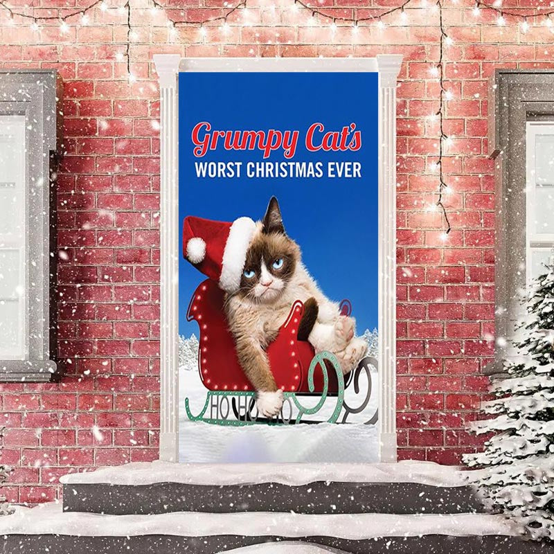 Aperturee - Blue Sky Grumpy Cats Worst Christmas Door Cover