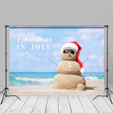 Aperturee - Blue Sky Sea Beach Sandman Christmas In July Backdrop