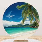Aperturee - Blue Sky Trees Hawaii Beach Round Birthday Backdrop