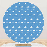 Aperturee Blue Sky White Clouds Round Happy Birthday Backdrop
