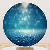 Aperturee - Blue Sparkling Bokeh Round Birthday Backdrop For Boy