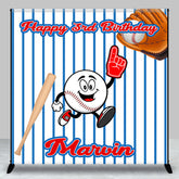 Aperturee - Blue Stripe Baseball Custom 3rd Birthday Backdrop