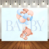 Aperturee - Blue Teddy Bear Balloons Boys Baby Shower Backdrop