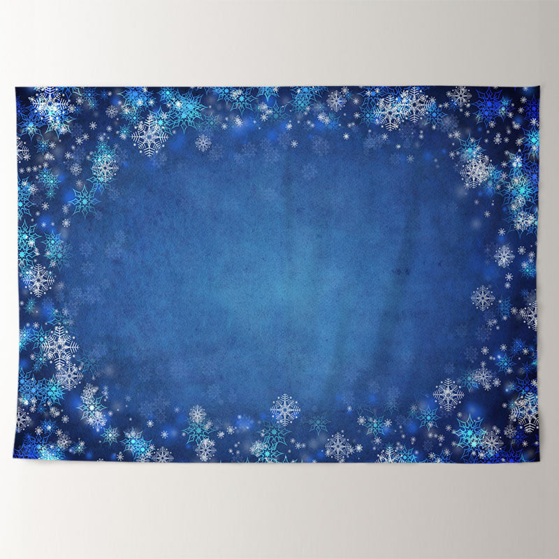 Aperturee - Blue Theme Snowflake Fly Winter Backdrop For Party