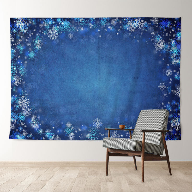 Aperturee - Blue Theme Snowflake Fly Winter Backdrop For Party