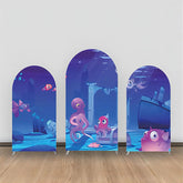Aperturee - Blue Underwater Cute Animals Ruins Arch Backdrop Kit
