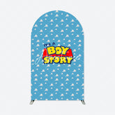 Aperturee - Blue White Cloud Boy Story Baby Shower Arch Backdrop
