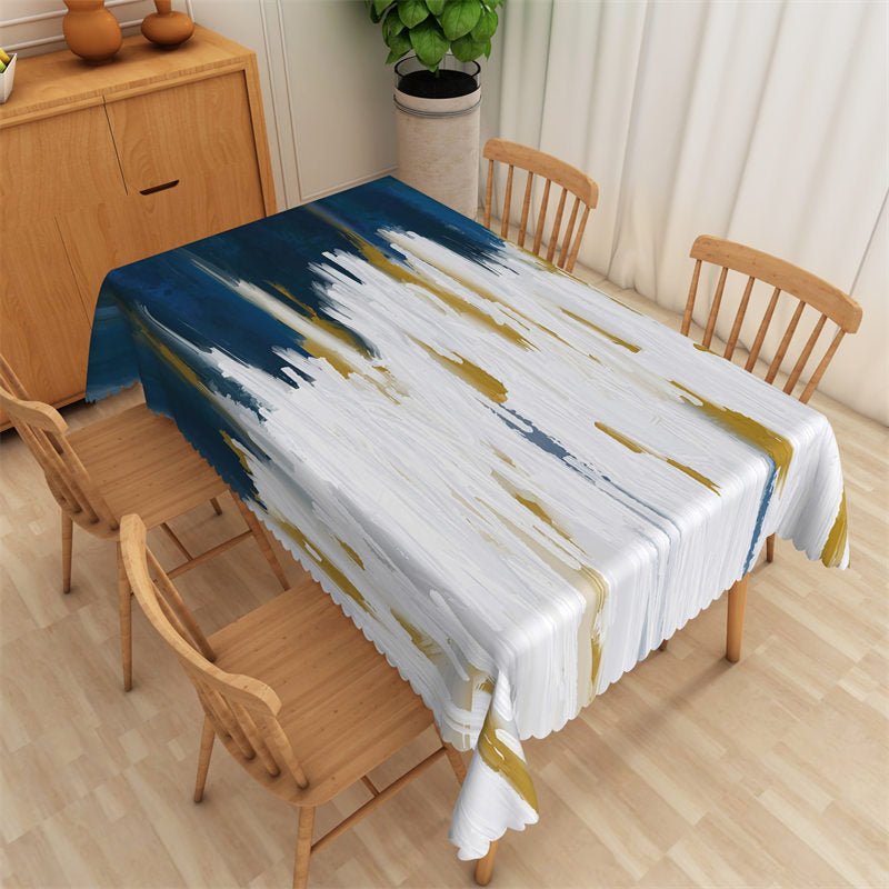 Aperturee - Blue White Painting Artistic Rectangle Tablecloth