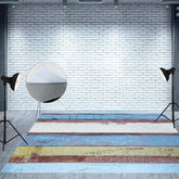 Aperturee - Blue White Yellow Paint Board Wood Rubber Floor Mat