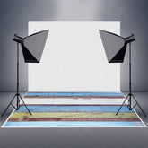 Aperturee - Blue White Yellow Paint Board Wood Rubber Floor Mat