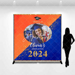 Aperturee - Blue Yellow Custom Photo Happy Graduation Backdrop