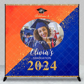 Aperturee - Blue Yellow Custom Photo Happy Graduation Backdrop