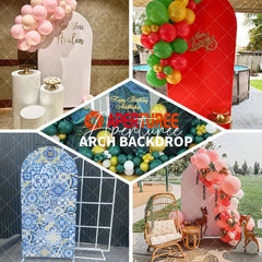 Aperturee - Blue Yellow Red Stars Birthday Party Arch Backdrop