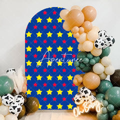 Aperturee - Blue Yellow Red Stars Birthday Party Arch Backdrop