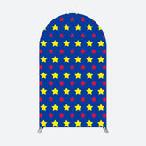Aperturee - Blue Yellow Red Stars Birthday Party Arch Backdrop