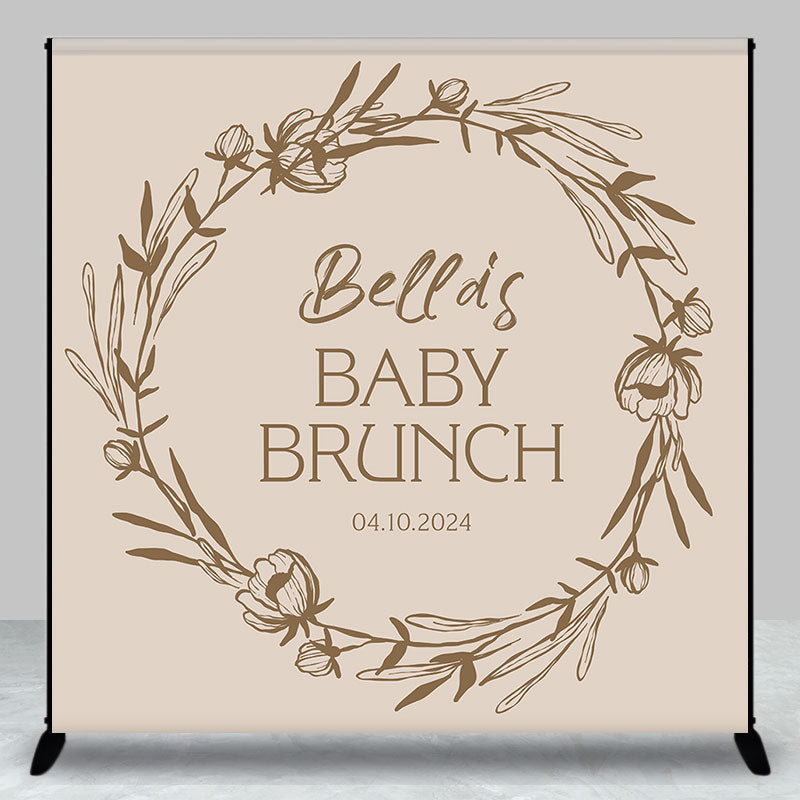 Aperturee - Boho Beige Baby Bruch Custom Gender Reveal Backdrop