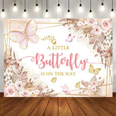Aperturee - Boho Butterfly Floral Baby Shower Backdrop For Girl